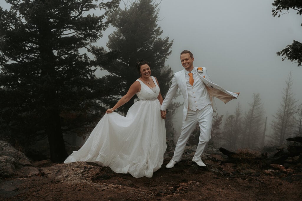 Garrett & Krystal dance on top of Kruger Rock during their outdoor wedding ceremony.