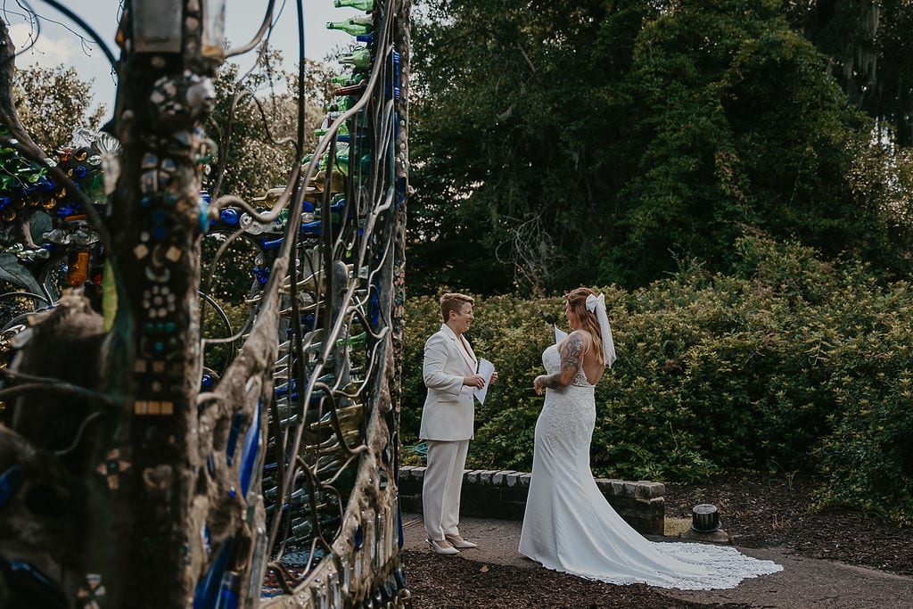 wilmington nc elopement ceremony in a garden